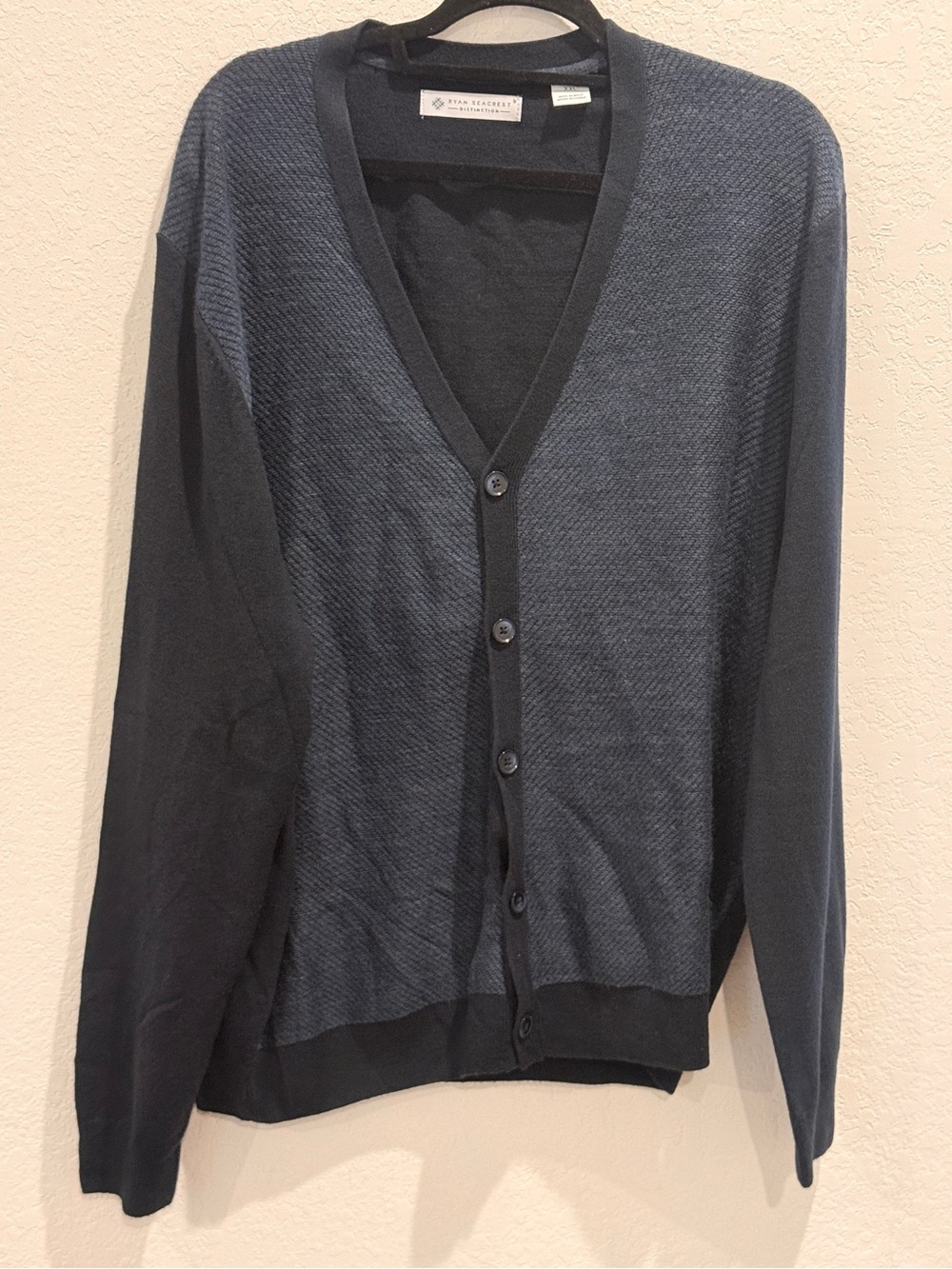 Ryan Seacrest Distinction Men's Two-Tone Gray V-Neck‎ Button Cardigan